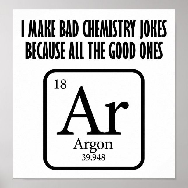 Poster Boa Piada de Química Argon Funny (Frente)