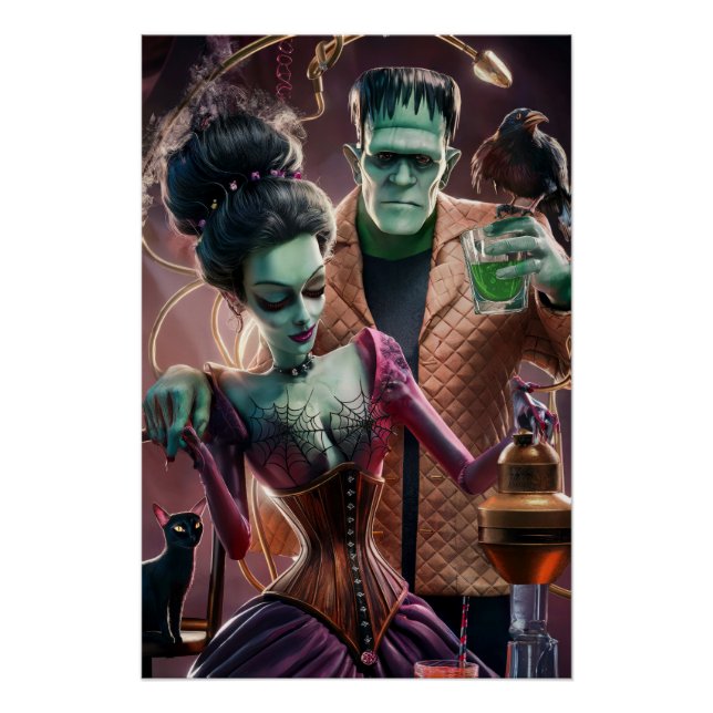 Póster Boa Química, Frankenstein Monster e sua noiva (Frente)