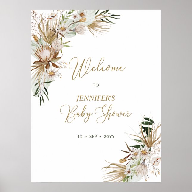 Poster Boa recepção Boho/Boêmia para Chás de Bebê (Frente)