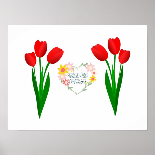 Poster Boa Sorte de Três Tulipas Vermelhas (Frente)