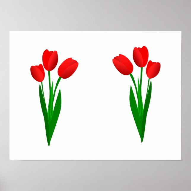 Poster Boa Sorte de Três Tulipas Vermelhas (Frente)