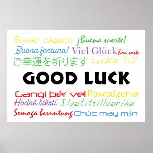 Poster Boa sorte em muitos idiomas coloridos