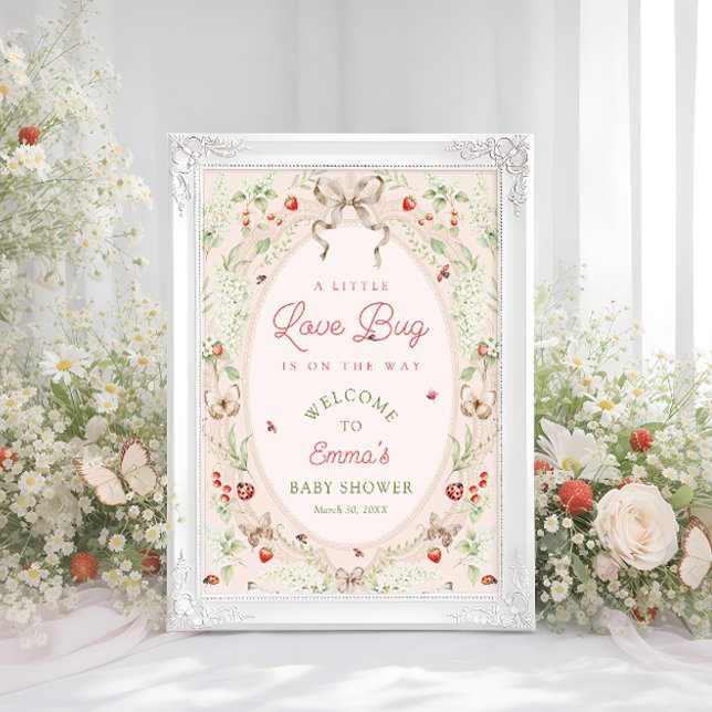 Poster Boa-vinda ao Chá de Bebê Boho Little Love Bug (Criador carregado)