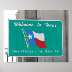Poster Boa vinda ao sinal da estrada de Texas