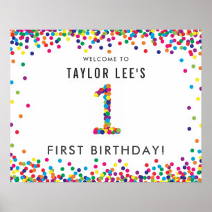Poster Boa vinda de 1 ano da festa de aniversário do