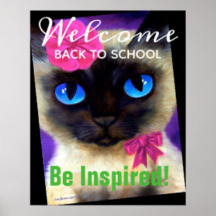 Poster Boa vinda de volta ao gato Siamese da escola
