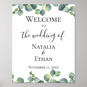 Poster Boa vinda do casamento da folha do eucalipto