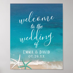 Poster Boa vinda do casamento de praia da estrela do mar