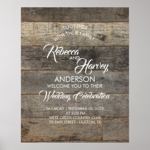 Póster boa vinda do casamento do celeiro do woodgrain do
