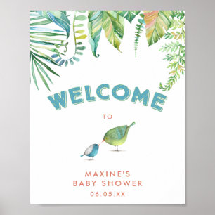 Poster Boa vinda do chá de fraldas dos pássaros tropico