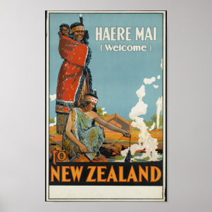 Poster Boa vinda do MAI de Haere à arte retro do viagem