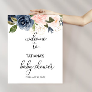 Poster Boa vinda floral do chá de fraldas da queda