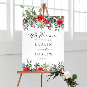 Poster Boa vinda floral festiva do casamento da festão d
