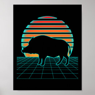 Poster Boar Hunting Retro Vintage Season Wild Boa
