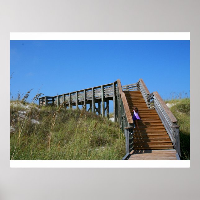 Póster Boardwalk, Flórida, Imagem de praia de Cape San Bu (Frente)