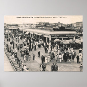 Póster Boardwalk Scene, Asbury Park, NJ 1930 Vintage
