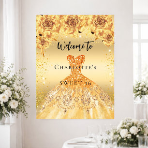 Poster Boas 16 rosas de roupas de ouro bem vindas