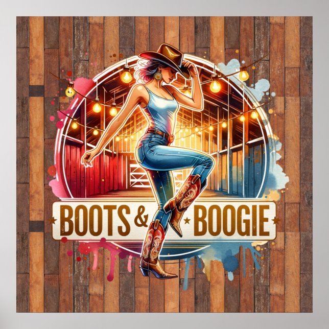 Poster Boas botas de vaqueira ocidental, bonitas (Frente)