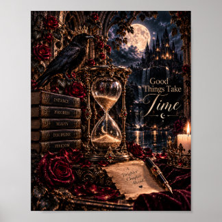 Poster Boas Coisas Levam Tempo | Corvo Gótico & Relógio d