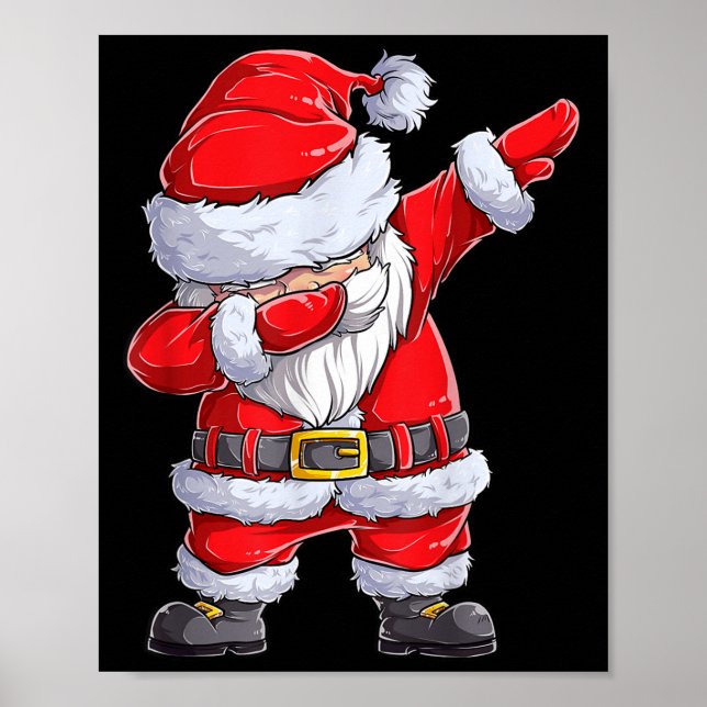 Poster Boas de Natal Dabbing Santa Claus Meninas Engraçad (Frente)