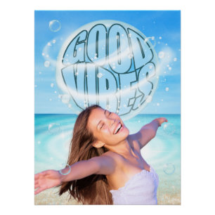Póster Boas Vibes Inspirational Beach Poster