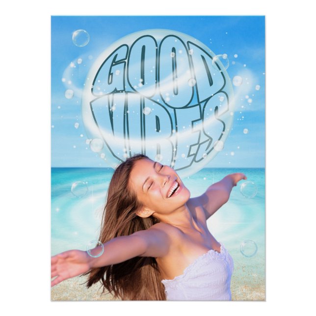 Póster Boas Vibes Inspirational Beach Poster (Frente)