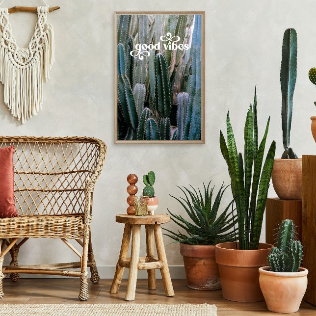 Poster Boas Vibes | Trendy Retro Summer Desert Cactus (Criador carregado)