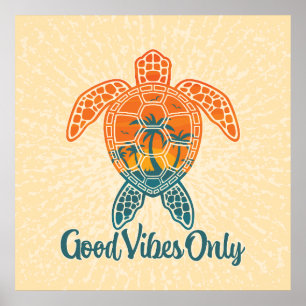 Poster Boas Víblias Apenas Design de Tartaruga Tropical S