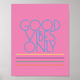 Poster boas vibrações apenas texto colorido moderno a ros