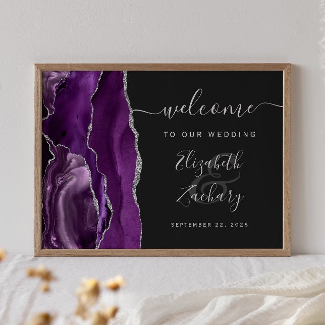 Poster Boas-vindas a Agate Purple Silver Dark Wedk (Criador carregado)