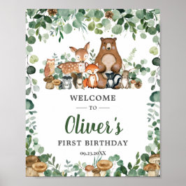 Poster Boas-vindas a animais de floresta verde