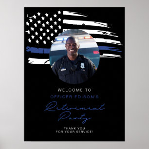 Poster Boas-vindas à aposentadoria da bandeira azul fina 