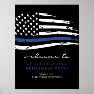 Poster Boas-vindas à aposentadoria da bandeira azul fina 