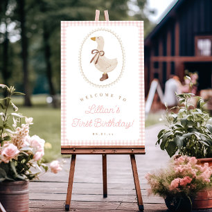 Poster Boas-vindas a bobo Gingham Pink