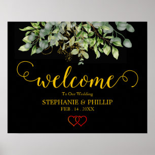 Poster Boas-vindas a Eucalyptus Foliage Negra