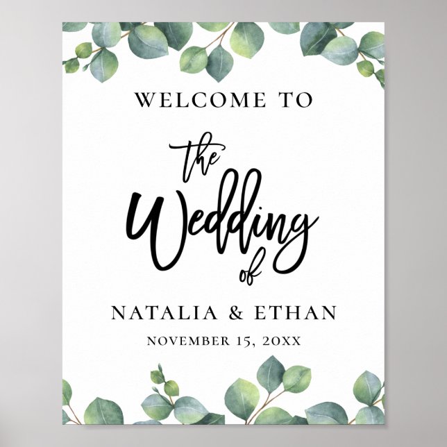 Poster Boas-vindas a Eucalyptus Foliage Wedding (Frente)