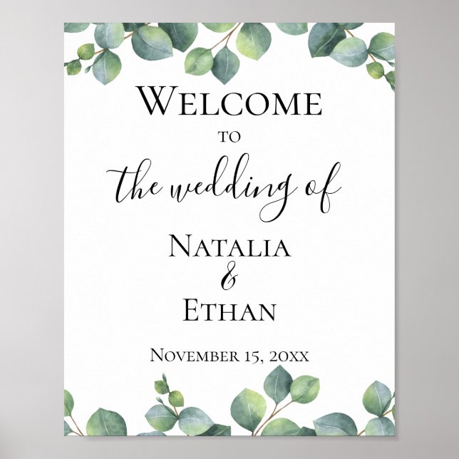 Poster Boas-vindas a Eucalyptus Foliage Wedding (Frente)