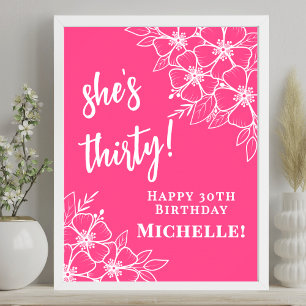 Poster Boas-vindas à Festa de Aniversário de 30 Anos Rosa