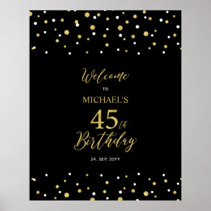 Poster Boas-vindas à Festa de Aniversário de 45 anos com 