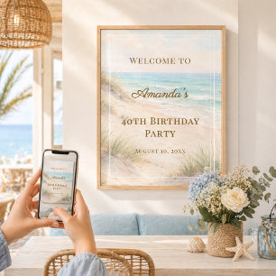 Poster Boas-vindas à Festa de Aniversário na Praia Costei