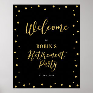 Poster Boas-vindas à Festa de Aposentadoria com Confetes 