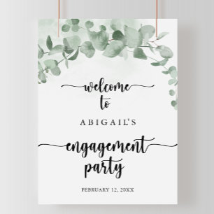 Poster Boas-vindas à Festa de noivado Eucalyptus clássi