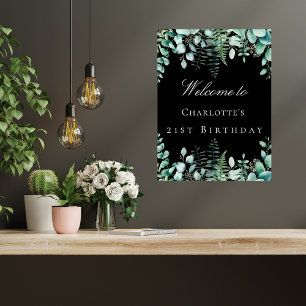 Poster Boas-vindas à floresta negra de eucalipto festa de