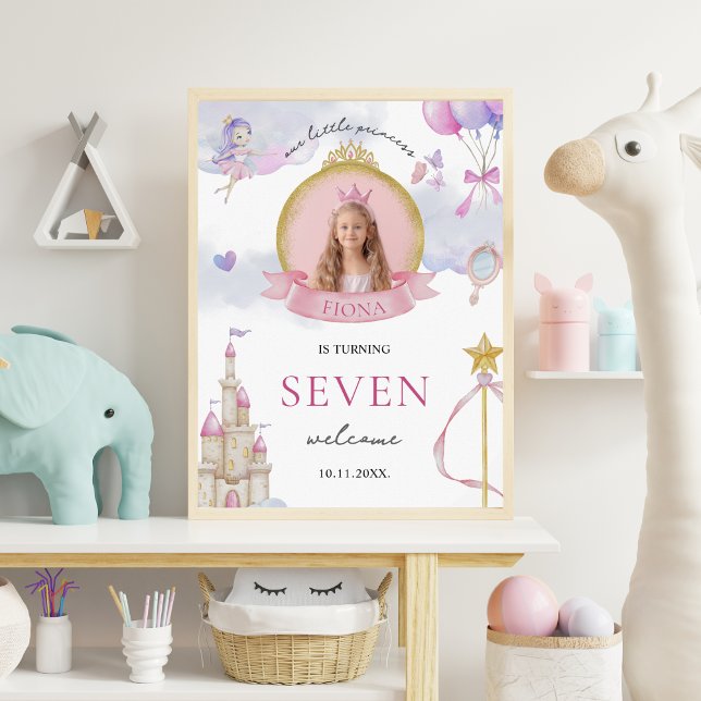 Poster Boas-vindas à Foto da Princesa Fairytale Girl (Welcome Sign Digital Download Princess Birthday Photo Welcome Sign)