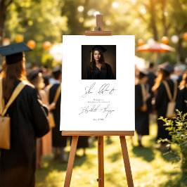 Poster Boas-vindas à graduação mínima em preto e branco