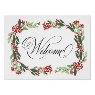 Póster Boas-vindas à Mão de Natal Pintada