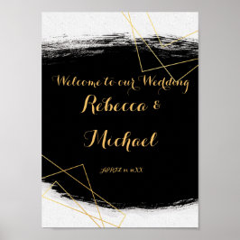 Poster Boas-vindas à moderna cor de água negra e Dourada