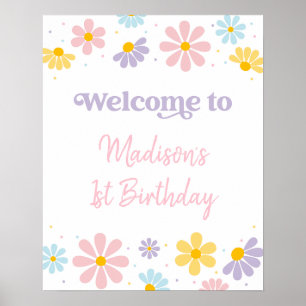 Poster Boas-vindas à Pastel Daisy Flower