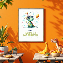 Poster Boas-vindas a Rawr-some Dinossaur Birthday