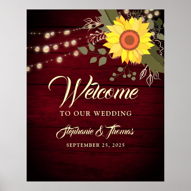 Poster Boas-vindas a Sunflower Rustic Wedding (Frente)